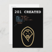 201 Creëer HTTP Status Baby Geboren Aankondigingskaart (Voorkant / Achterkant)