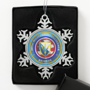 201e brigade van de militaire inlichtingendiensten tin sneeuwvlok ornament