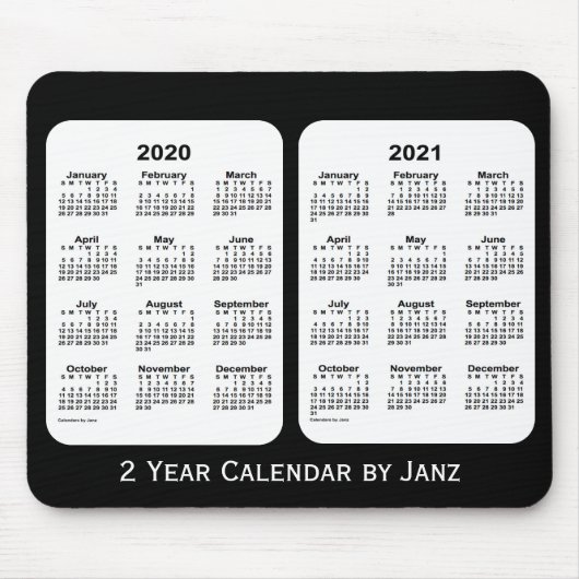 2020-2021 2 jaar zwart-wit agenda van Janz Muismat (Voorkant)