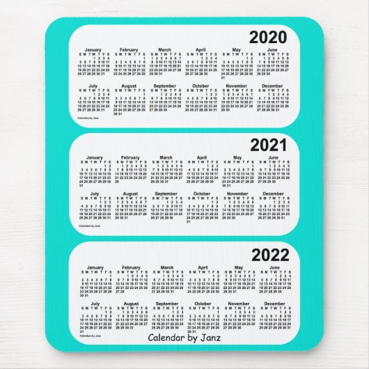 2020-2022 Turquoise 3 Year Agenda van Janz Muismat (Voorkant)