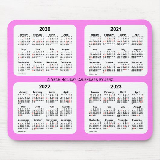 2020-2023 Violet 4 Year Holiday Calendar door Janz Muismat (Voorkant)