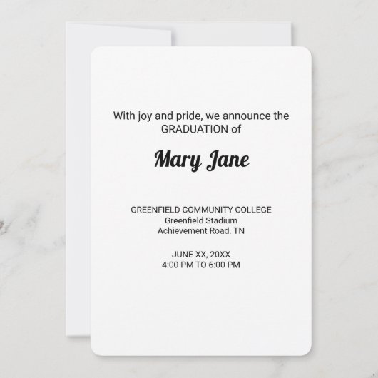 2020 Aanpasbare Naam Afstudeerfoto Aankondiging (Achterkant)