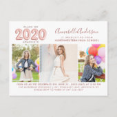2020 Afgestudeerde Roze Goud 3 Foto Afstudeerfeest Uitnodiging Briefkaart (Voorkant)