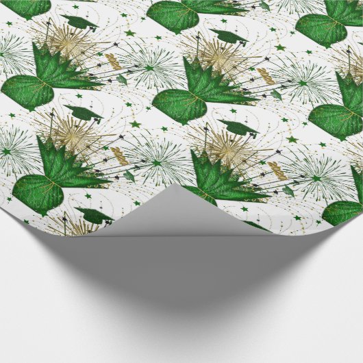 2020 Afstudeerder Centerpart-Green-White-Gift Wrap Cadeaupapier (Hoek)