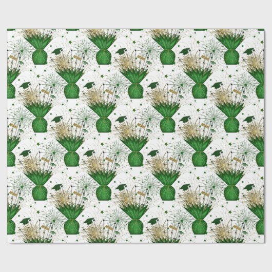 2020 Afstudeerder Centerpart-Green-White-Gift Wrap Cadeaupapier (Vlak)