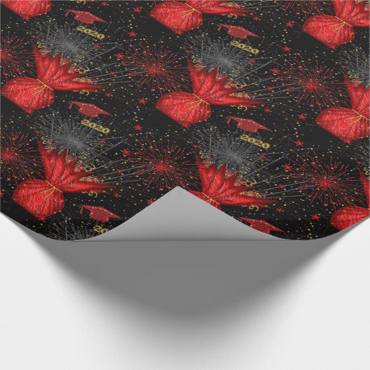 2020 Afstudeerder Centerstukje-Red-Black-GIFT WRAP Cadeaupapier (Hoek)