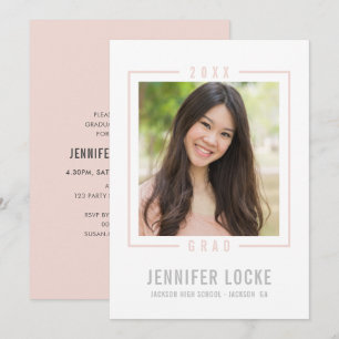 2020 AFSTUDEERDER INVITE foto lijst chic blush bor Kaart