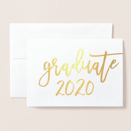 2020 AFSTUDEERDER PARTY modern minimalistisch lett Folie Kaarten (Voorkant met envelop)