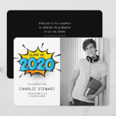 2020 AFSTUDEERDER PARTY stripboek typografie leuk Bedankkaart (Voorkant / Achterkant)