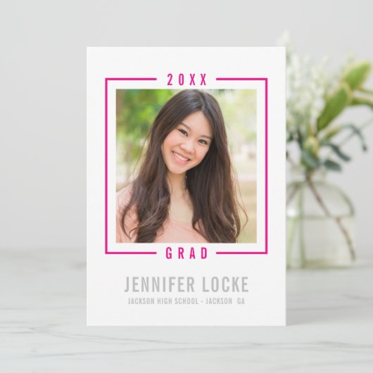 2020 AFSTUDEERDER UITNODIGEN foto lijst chic fel r Kaart (Staand voorkant)