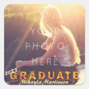 2020 Afstuderen Boho Chic Sunshine Colors Foto Vierkante Sticker