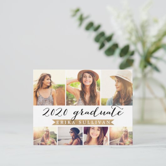 2020 Afstuderen het Wit van de Foto Collage Partij Feestdagenkaart (Staand voorkant)