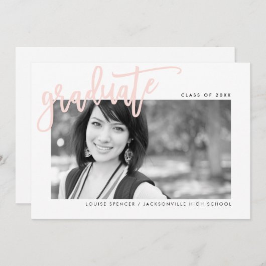 2020 AFSTUDEREN modern geletterd overlay blush roz Bedankkaart (Voorkant / Achterkant)