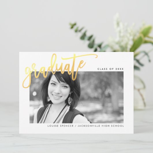 2020 AFSTUDEREN modern geletterd overlay faux goud Bedankkaart (Staand voorkant)