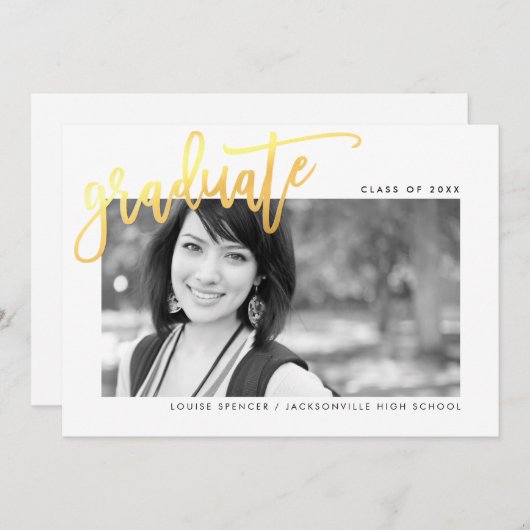 2020 AFSTUDEREN modern geletterd overlay faux goud Bedankkaart (Voorkant / Achterkant)