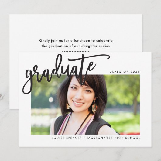 2020 AFSTUDEREN overlay chic zwart Bedankkaart (Voorkant / Achterkant)