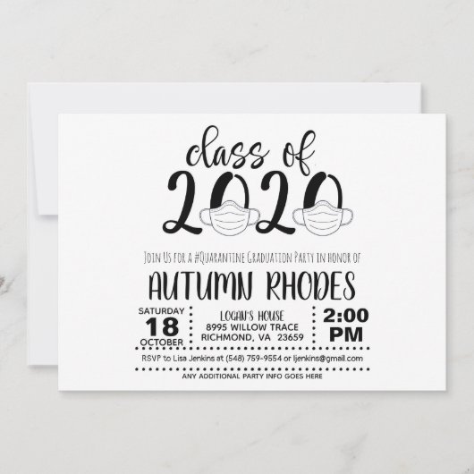 2020 Afstuderen Uitnodiging - Gezichtsmasker (Voorkant)