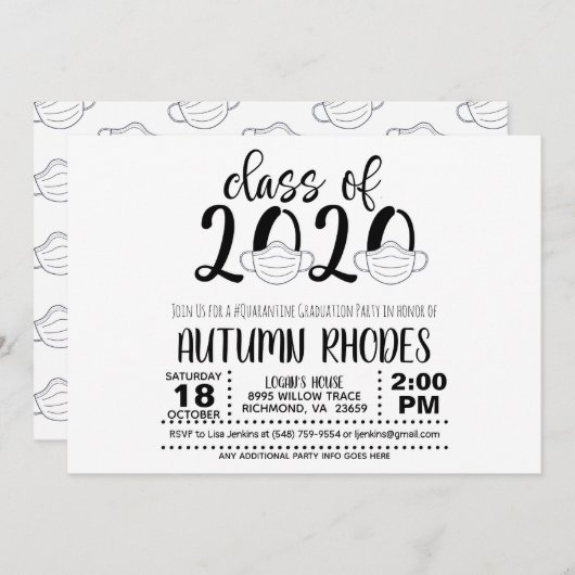 2020 Afstuderen Uitnodiging - Gezichtsmasker (Voorkant / Achterkant)