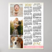 2020 Agenda Roze Goud Familie Foto Collage Poster (Voorkant)
