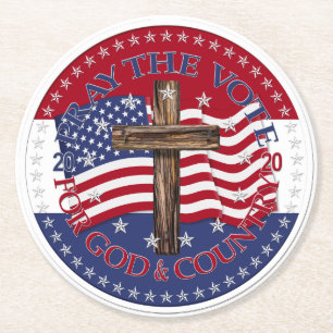 2020 Bid Voor God En Land Kruis Vlag Ronde Kartonnen Onderzetter