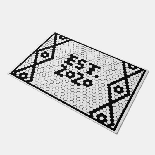 2020 Black en White Wedding Tegel Deurmat (Schuin)