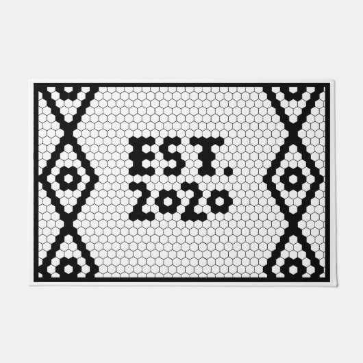 2020 Black en White Wedding Tegel Deurmat (Voorkant)