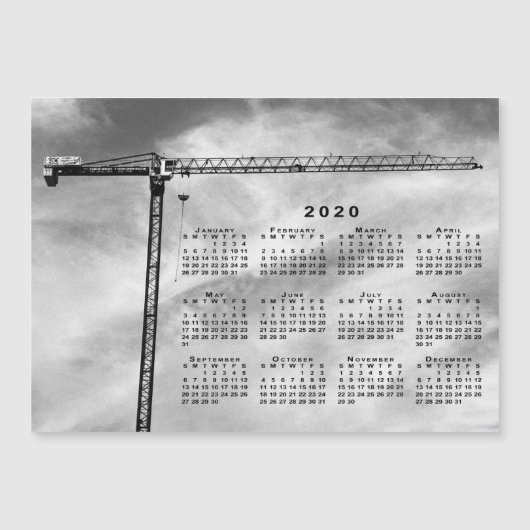 2020 Calendar Chic Construction Crane Photo (Voorkant)