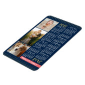 2020 Calendar Navy Coral Gold Family Foto Collage Magneet (Linkerzijde)