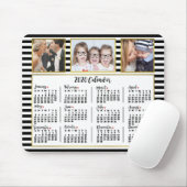2020 Calendar Preppy Stripes Custom Photo Collage Muismat (Met muis)