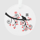 2020 Chinees Nieuwjaar Rat en Bloemen Ornament (voorkant)