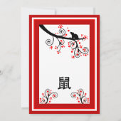 2020 Chinees Nieuwjaar Rat en Bloemenboom Kaart (Achterkant)