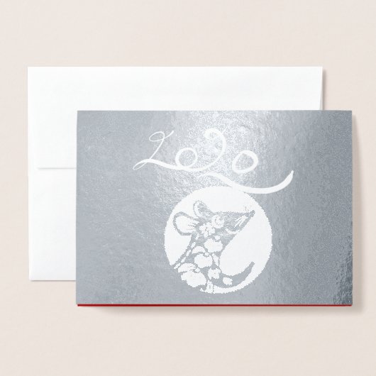 2020 Chinees Wenskaart van het jaar Luxe 2020 Folie Kaarten (Voorkant met envelop)