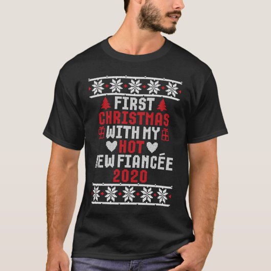 2020 Couple First Christmas With My Hot New Fiance T-shirt (Voorkant)