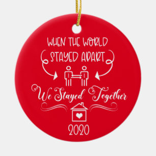 2020 Covid Couple Romantic Kerstmis Keramisch Ornament