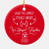 2020 Covid Couple Romantic Kerstmis Keramisch Ornament (Achterkant)