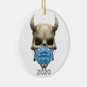 2020 Covid Demon Skull met Face mask Gothic Keramisch Ornament (Rechts)
