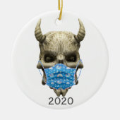 2020 Covid Demon Skull met Face mask Gothic Keramisch Ornament (Voorkant)