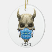 2020 Covid Demon Skull met Face mask Gothic Keramisch Ornament (Links)