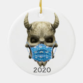 2020 Covid Demon Skull met Face mask Gothic Keramisch Ornament (Achterkant)