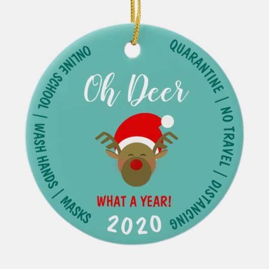 2020 Covid Grappig Kerstmis Keramisch Ornament (Voorkant)