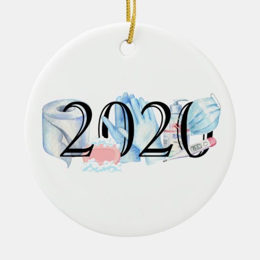 2020 Covid-quarantaine-herdenkings Kerstmis Keramisch Ornament (Voorkant)
