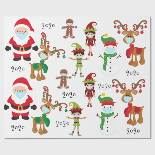 2020 Covid Quarnatine-kerstmasker Cadeaupapier (Vlak)