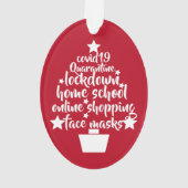 2020 Covid Tree facemask lockdown home school Ornament (achterkant)