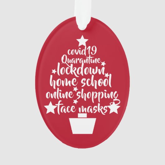 2020 Covid Tree facemask lockdown home school Ornament (achterkant)