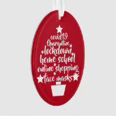 2020 Covid Tree facemask lockdown home school Ornament (voorkant)