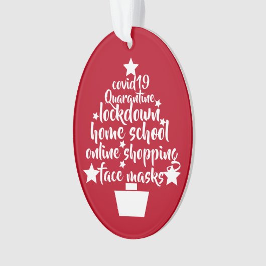 2020 Covid Tree facemask lockdown home school Ornament (voorkant)