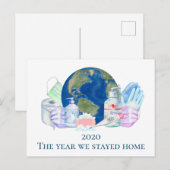 2020 Covid Waterverf gezichtsmasker toiletpapier Briefkaart (Voorkant / Achterkant)