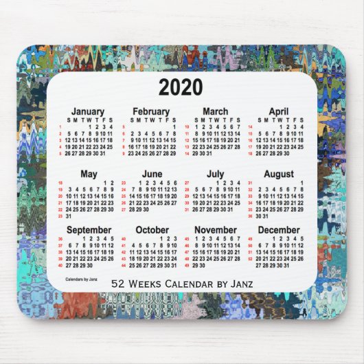 2020 Crazy Quilt 52 weken agenda van Janz Muismat (Voorkant)