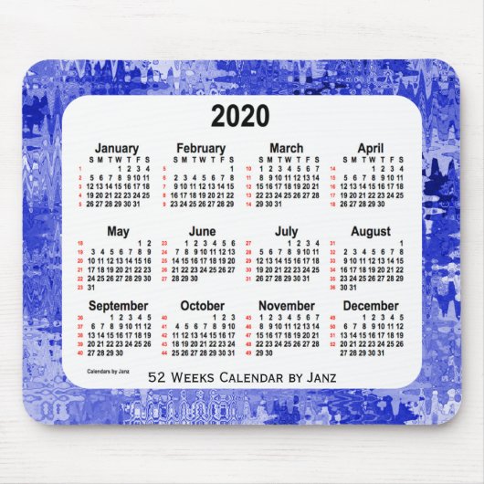 2020 Crazy Quilt Blue 52 Weeks Agenda van Janz Muismat (Voorkant)