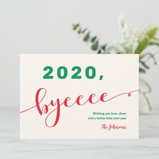 "2020, dag" Rood & Groen Niet-Foto Grappige 2020 Feestdagenkaart (Staand voorkant)